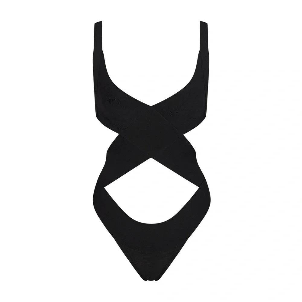 🖤 SKIMS SWIM KNIT BEACHWEAR MONOKINI SWIMSUIT ONYX L